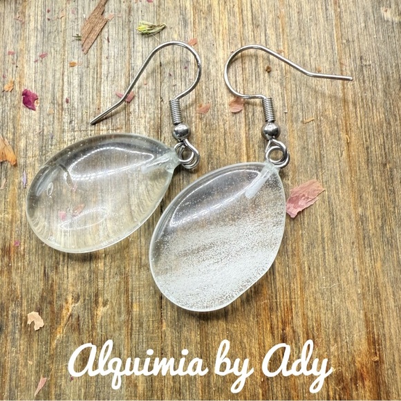 Silver statement clear quartz raindrops earrings - Picture 1 of 1